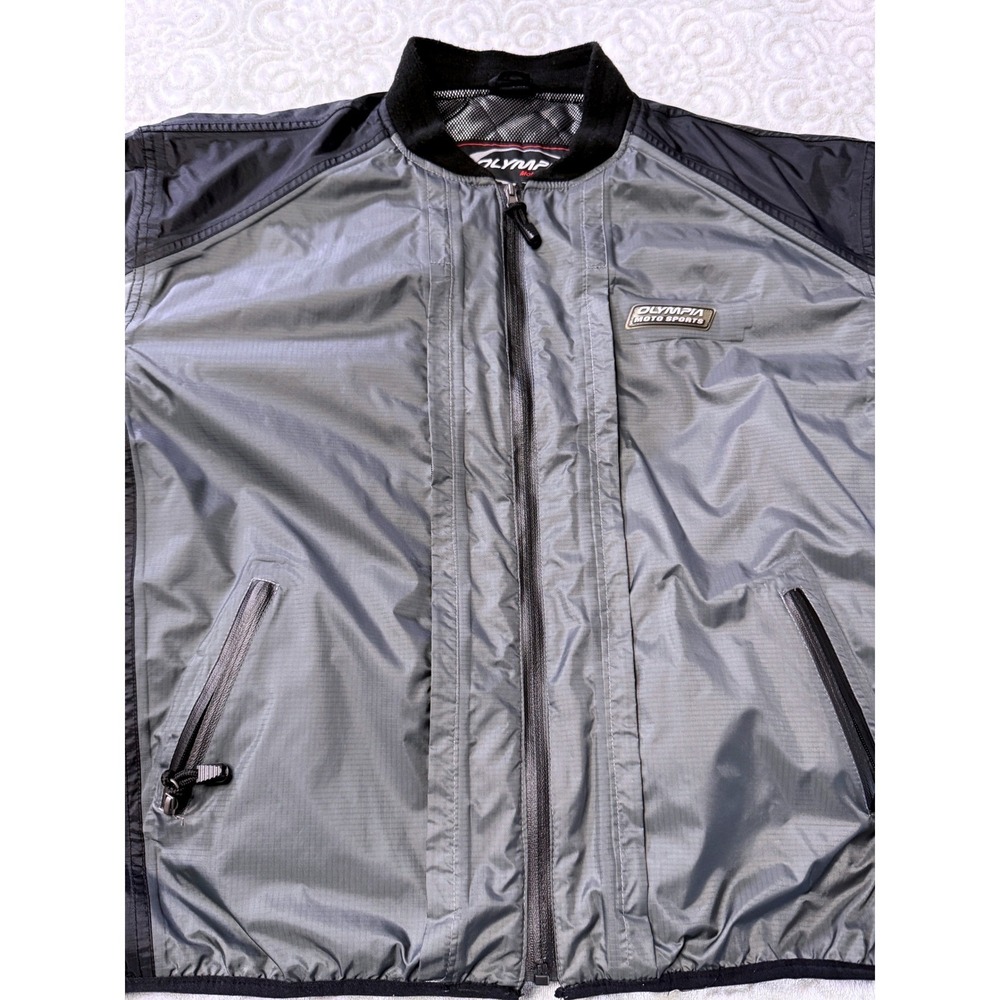 Olympia Moto Sports Mens Gray Black Bomber Ripstop Quilted Mesh Liner Jacket 3XL